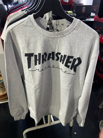 Thrasher Logo Pullover Sweatshirt Gray Winter Small