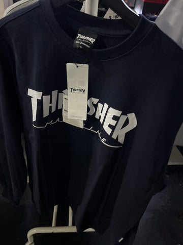 Thrasher Flame Logo Pullover Sweatshirt Navy Winter Medium