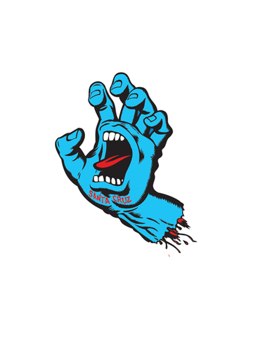 Santa Cruz Screaming Hand Sticker Blue 3 in x 2.5 in