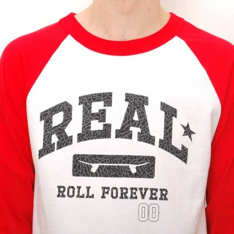 Real Arch Varsity 3/4 Sleeve Raglan Shirt Small White/Red