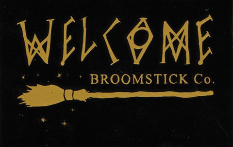 Welcome Broomstick Co Sticker Black/Gold 5"